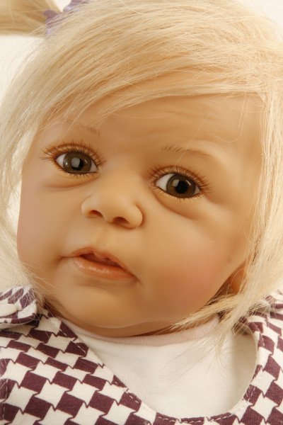 Schildkröt Manufaktur Puppe Leni 50 cm von Gudrun Legler blonde Haare, Kleidung rose/weiss/bran 50% Rabatt für begrenzte Zeit