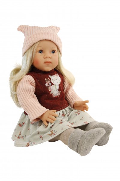 Schildkröt Manufaktur Puppe Elli 52 cm blonde Haare, blaue Schlafaugen, Kleidung winterlich