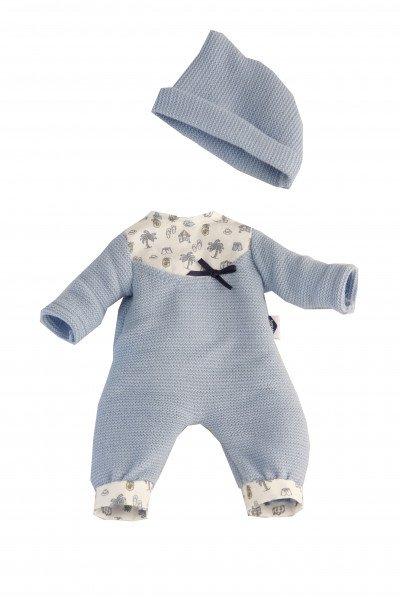 Schildkröt Manufaktur Kleidung zu Puppe Mein 1. Baby 28 cm Strickoverall blau/weiss Hotsell