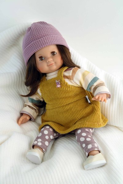 Schildkröt Manufaktur Puppe Schlummerle 32 cm braune Haare, braune Schlafaugen, Kleidung winterlich bunt im Angebot