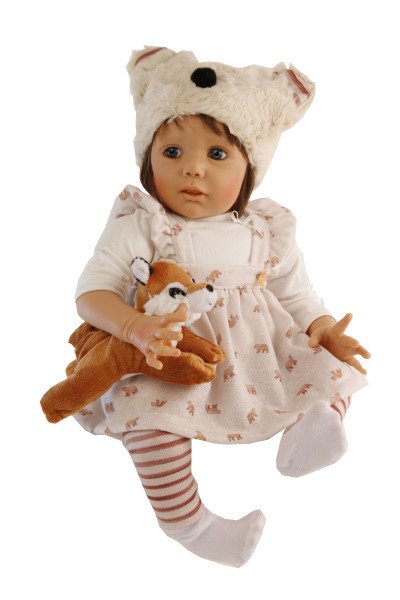 Schildkröt Manufaktur Baby Jolina 50 cm von Karola Wegerich braune Haare, Kleidung rose/weiss