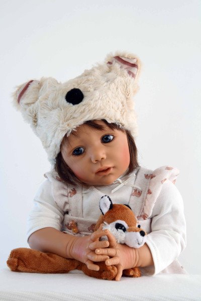 Schildkröt Manufaktur Baby Jolina 50 cm von Karola Wegerich braune Haare, Kleidung rose/weiss Schlussverkauf