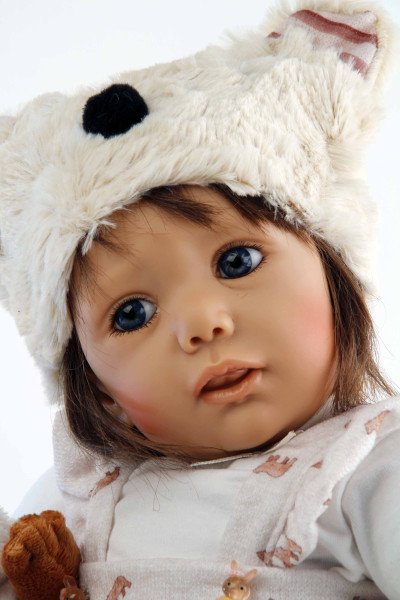 Schildkröt Manufaktur Baby Jolina 50 cm von Karola Wegerich braune Haare, Kleidung rose/weiss Schlussverkauf