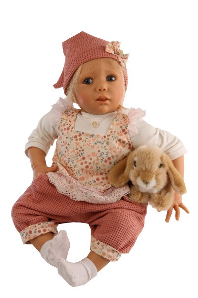 Schildkröt Manufaktur Baby Jolina 50 cm von Karola Wegerich blonde Haare, Kleidung apricot/weiss-Copy