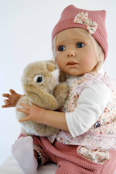 Schildkröt Manufaktur Baby Jolina 50 cm von Karola Wegerich blonde Haare, Kleidung apricot/weiss-Copy Günstiger Verkauf