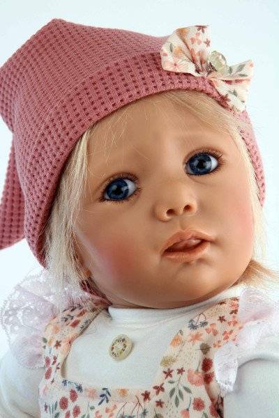 Schildkröt Manufaktur Baby Jolina 50 cm von Karola Wegerich blonde Haare, Kleidung apricot/weiss-Copy Günstiger Verkauf