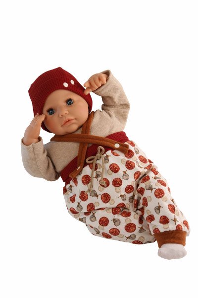 Schildkröt Manufaktur Baby Julchen 52 cm Malhaar, blaue Schlafaugen, Kleidung Pilzchen/Schnecke