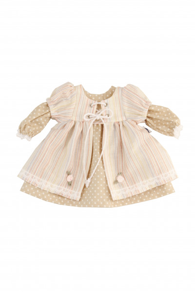 Schildkröt Manufaktur Kleid für Stehpuppe 41 -64 cm Sommerkleid braun/beige/rose