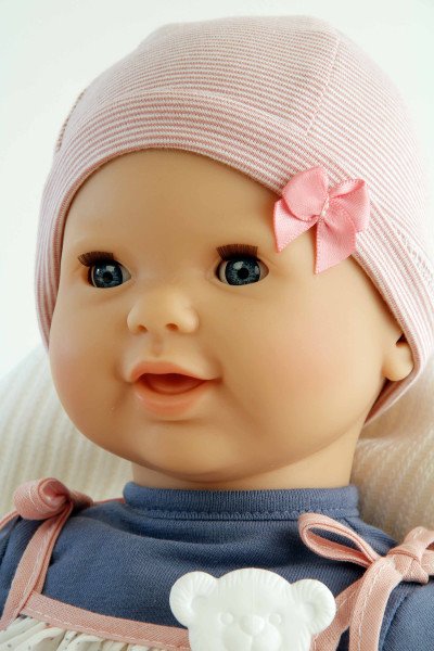 Schildkröt Manufaktur Schnullerbaby Lenchen 37 cm, Malhaar, blaue Schlafaugen, Kleidung blau/weiss/rose Heißer Verkauf