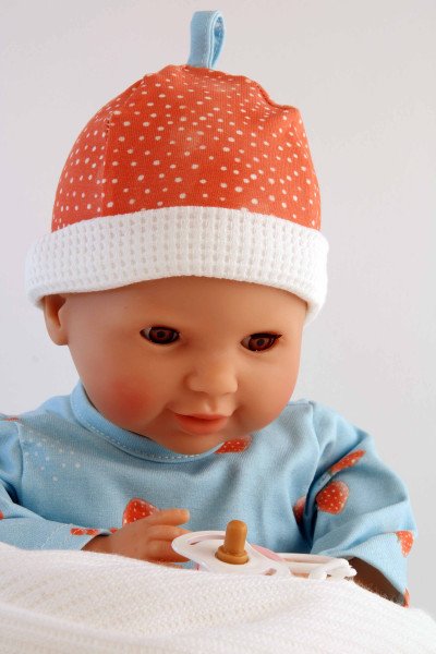 Schildkröt Manufaktur Schnullerbaby Lenchen 37 cm, Malhaar, braune Schlafaugen, Kleidung Erdbeerchen Neueste Mode
