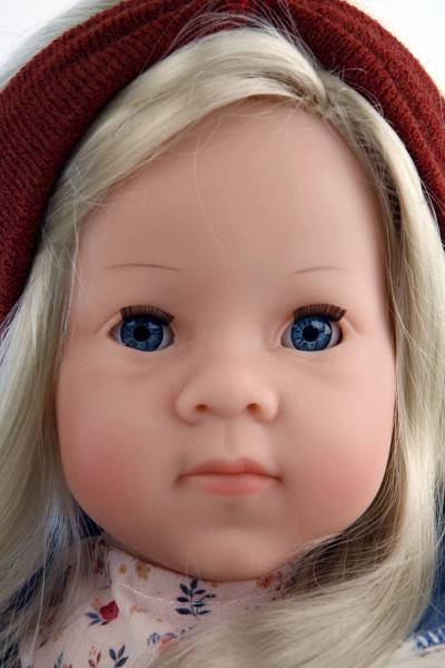 Schildkröt Manufaktur Puppe Elli 52 cm blonde Haare, blaue Schlafaugen, Kleidung winterlich blau/rose Bestseller