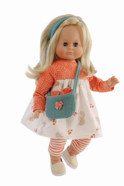 Schildkröt Manufaktur Puppe Schlummerle 37 cm blonde Haare, blaue Schlafaugen, Mäuschenkleidung