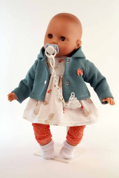 Schildkröt Manufaktur Baby Amy 45 cm mit Schnuller, Malhaar, braune Schlafaugen, Mäuschenkleidung Tägliche Deals