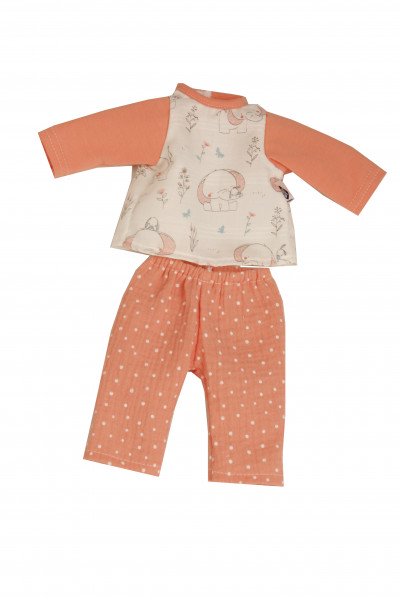 Schildkröt Manufaktur Kleidung Schlafanzug zu Puppe 32 -52 cm rose/weiss