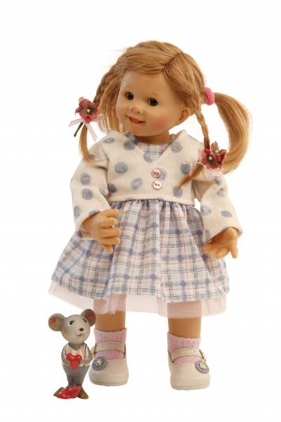 Schildkröt Manufaktur Puppe Müller-Wichtel Fiona 30 cm rote Haare, Kleidung blau/weiss