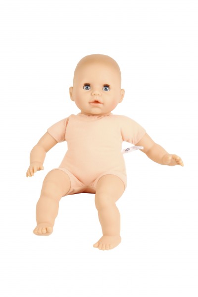 Schildkröt Manufaktur Baby Amy 45 cm mit Schnuller, Malhaar, blaue Schlafaugen, Kleidung rose mit Früchten Begrenztes Angebot