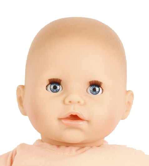 Schildkröt Manufaktur Baby Amy 45 cm mit Schnuller, Malhaar, blaue Schlafaugen, Kleidung rose mit Früchten Begrenztes Angebot