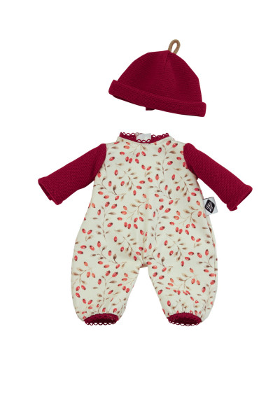 Schildkröt Manufaktur Overall mit Mütze zu Puppe Schmuserle 30 cm in rot/weiss