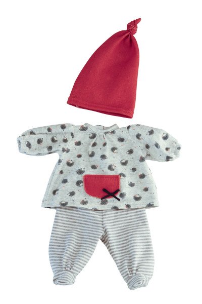 Schildkröt Manufaktur Kleidung zu Puppe Schlummerle 32 cm, Kleidung grau/weiss/rot