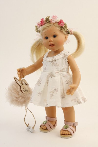 Schildkröt Manufaktur Puppe Müller-Wichtel Emma 30 cm blonde Haare, Kleidung festlich Lagerräumung