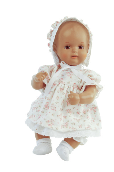 Schildkröt Manufaktur Baby Strampelchen 31 cm blonde Malhaare, Sommerkled mit Schute
