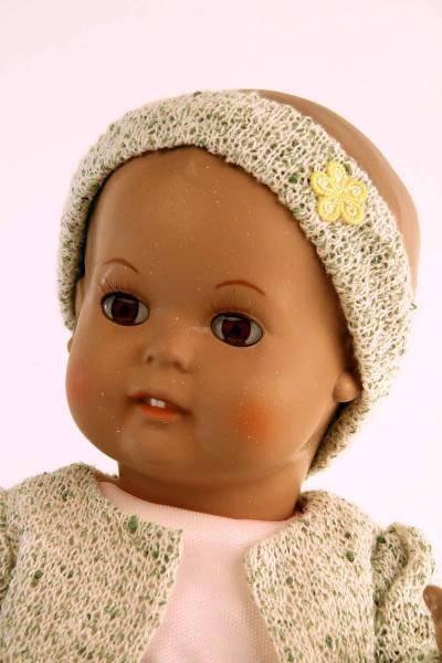 Schildkröt Manufaktur Baby Strampelchen 35 cm blonde Malhaare, Blumenkleid mit Jacke Kostenlose Rückgabe