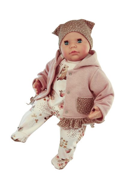 Schildkröt Manufaktur Baby Julchen 52 cm Malhaar, blaue Schlafaugen, Kleidung Biber
