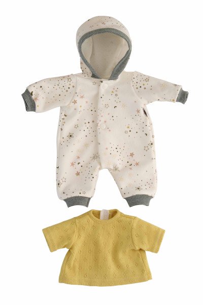 Schildkröt Manufaktur Kleidung zu Puppe Schlummerle 32 cm, Overall weiss/blau