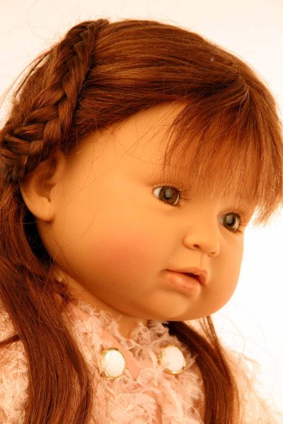 Schildkröt Manufaktur Puppe Anna-Maria 70 cm stehend von Brigitte Paetsch braune Haare, Kleidung rose/weiss Fabrikladen