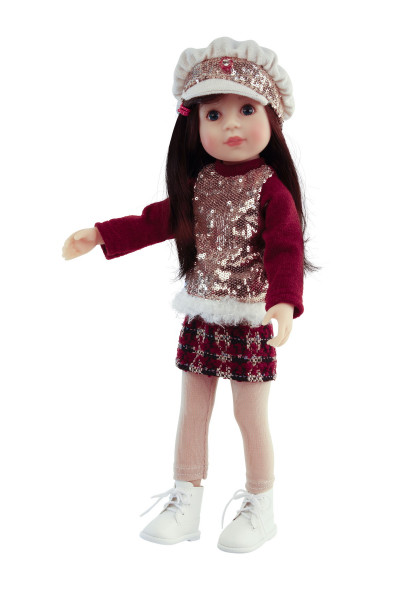 Schildkröt Manufaktur Stehpuppe Yella 46 cm braune Haare, Kleidung Glitterlook