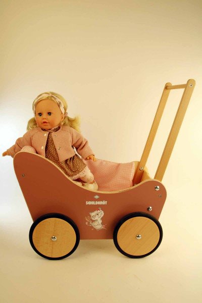 Schildkröt Manufaktur Puppe Susi 45 cm blonde Haare, blaue Schlafaugen, Kleidung weiss/rose/braun Outlet