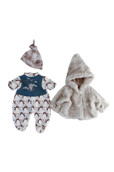 Schildkröt Manufaktur Kleidung zu Puppe 37 cm Schlenkerle, winterlich mit Pinguindruck