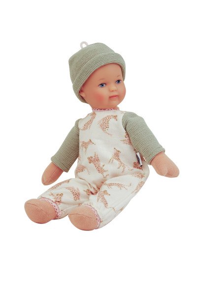 Schildkröt Manufaktur Overall mit Mütze zu Puppe Schmuserle 30 cm in grün/weiss Limitierter Zeitrabatt