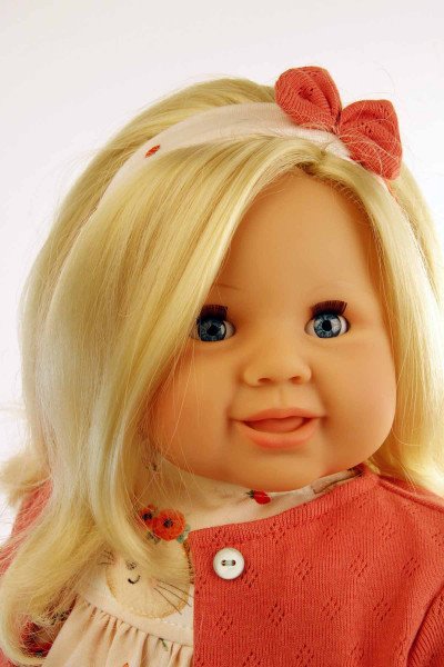 Schildkröt Manufaktur Puppe Klara 52 cm blonde Haare, blaue Schlafaugen, Kleidung Mäuschen Großer Ausverkauf