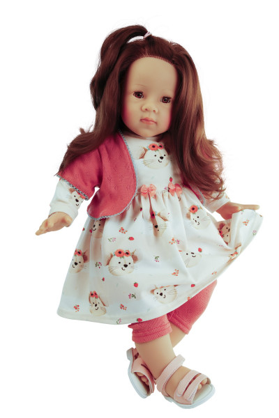 Schildkröt Manufaktur Puppe Elli 52 cm braune Haare, braune Schlafaugen, Kleidung Mäuschen