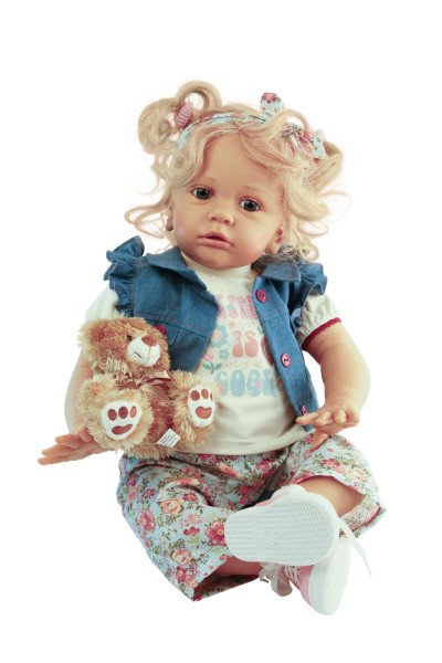 Schildkröt Manufaktur Puppe Greta 60 cm von Gudrun Legler, blonde Haare, Kleidung sommerlich