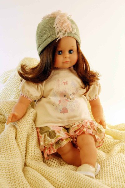 Schildkröt Manufaktur Puppe Schlummerle 37 cm braune Haare, blaue Schlafaugen, Kleidung bunt mint/braun/rose Neueste Mode