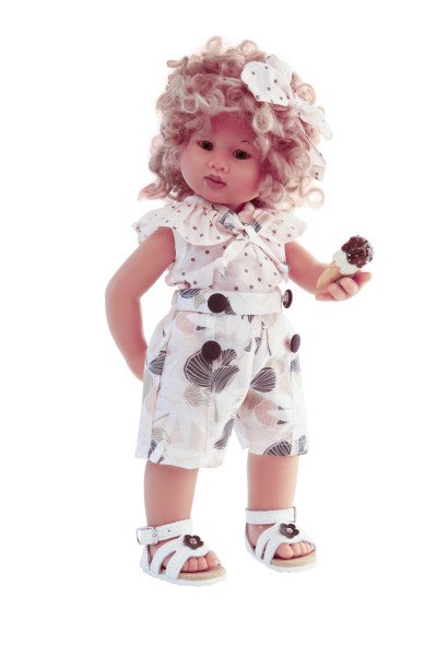 Schildkröt Manufaktur Puppe Müller-Wichtel Kimiko 30 cm blonde Haare, Kleidung rose/braun