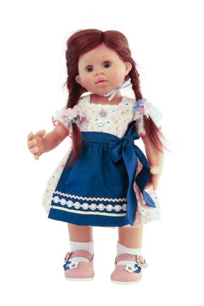 Schildkröt Manufaktur Puppe Müller-Wichtel Lili Gr 30, braune Haare, im Dirndl rose/blau