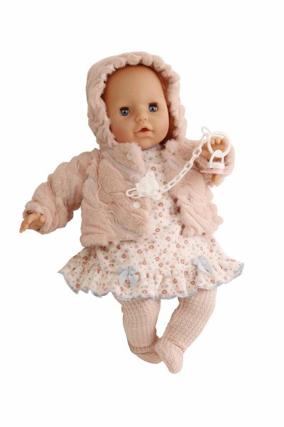 Schildkröt Manufaktur Baby Amy 45 cm mit Schnuller, Malhaar, blaue Schlafaugen, Babykleidung rose Super Sparpreis
