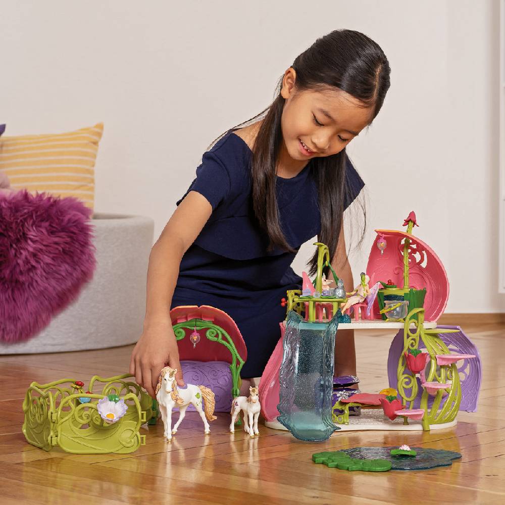 Schleich Glitzerndes Blütenhaus mit Einhörnern, See und Stall Hotsell