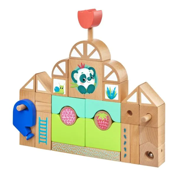 Schmidt Spiele TULIP'S GARDEN by SELECTA® Kleinkindwelt: Holzbausteine Gewächshäuser, 34 Teile Limitierter Zeitrabatt