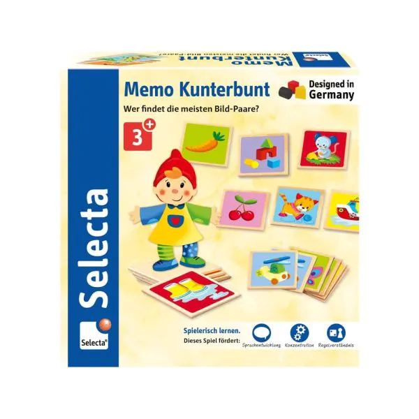 Schmidt Spiele Memo Kunterbunt aus Holz, 36 Teile Begrenztes Angebot