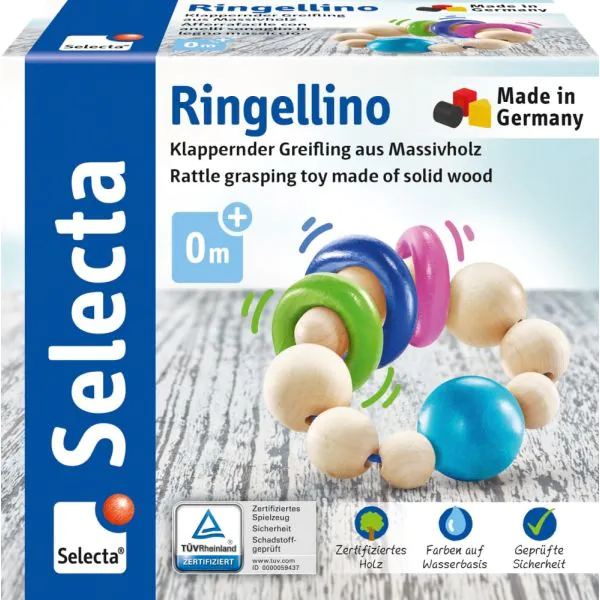 Schmidt Spiele Ringellino, klappernder Greifling aus Holz, 8,5 cm Osterangebot