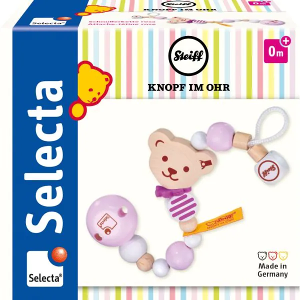 Schmidt Spiele Steiff: Schnullerkette rosa, 21 cm Jubiläumsangebot