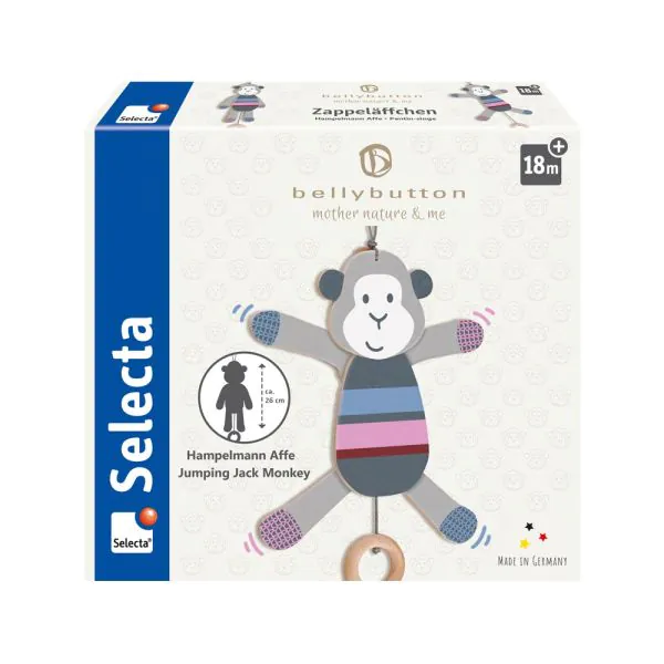 Schmidt Spiele bellybutton: Zappeläffchen, Hampelmann Affe aus Holz, 26 cm Lagerräumung