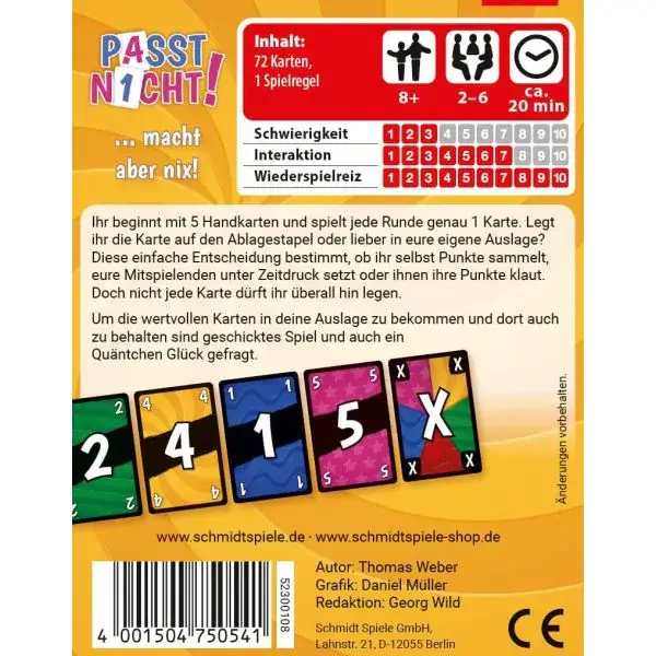 Schmidt Spiele Passt nicht!, Kartenspiel VIP-Rabatte