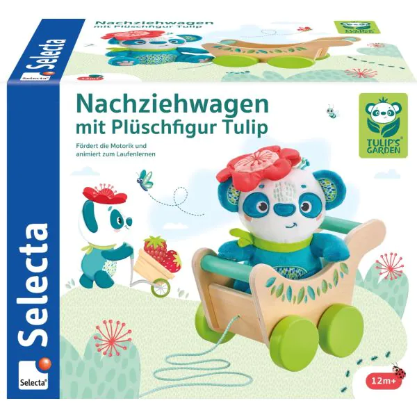Schmidt Spiele TULIP'S GARDEN by SELECTA Soft Toy: Nachziehwagen mit Plüschfigur Tulip, 21 cm Valentinstagsangebot