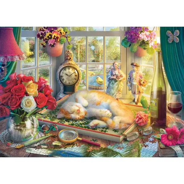 Schmidt Spiele Puzzlezeit mit Katze, 1.000 Teile Puzzle Räumungsverkauf