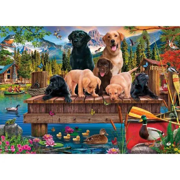 Schmidt Spiele Hundefamilie am See, 1.000 Teile Puzzle Letzte 3 Tage